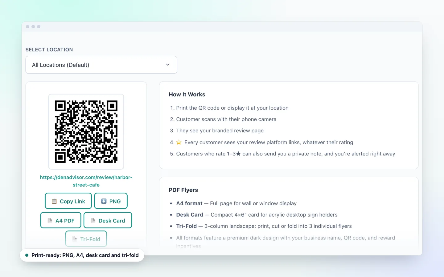QR Code Kit in the DenAdvisor dashboard